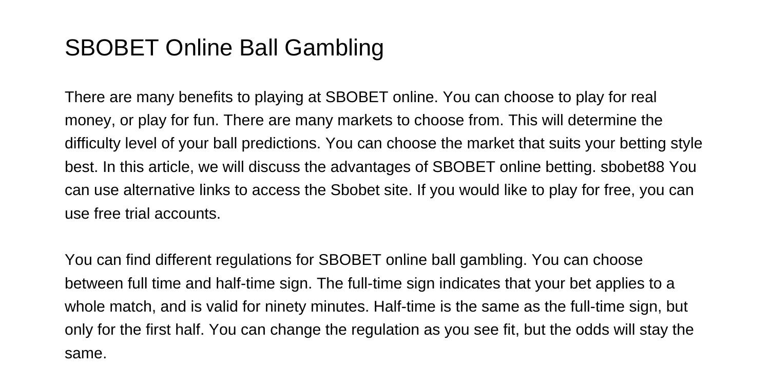 Gambling SboBet